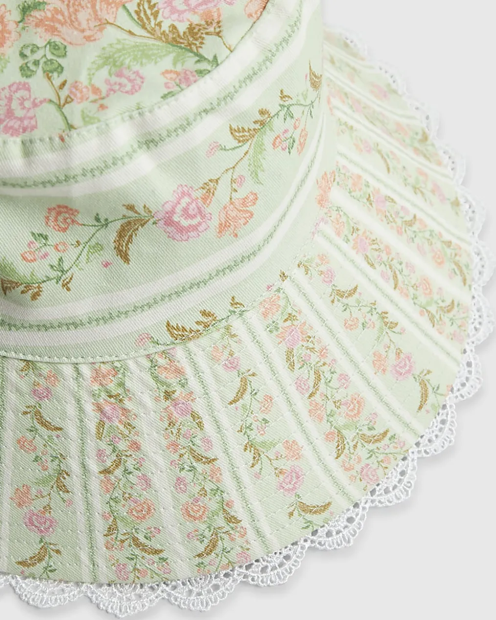 Green Ditsy Floral Cotton Sun Hat