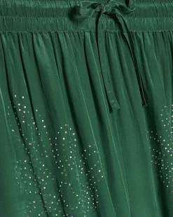 Green Embellished Wide Leg Trousers