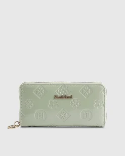 Green Embossed Monogram Patent Purse