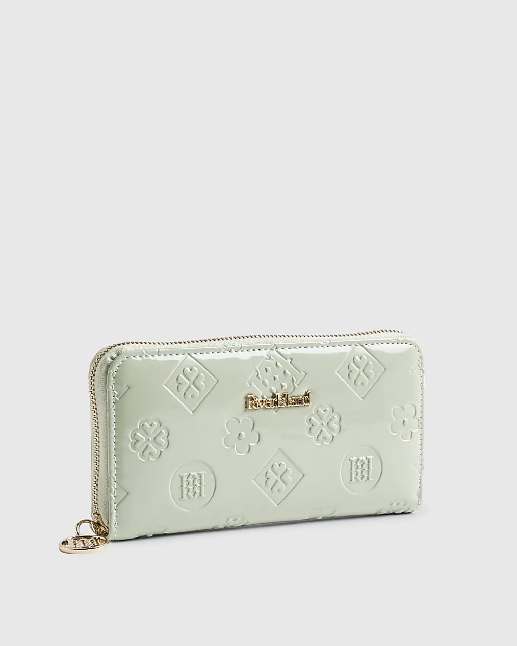 Green Embossed Monogram Patent Purse