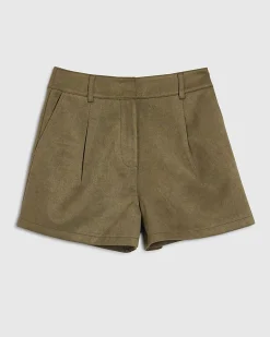 Green Faux Suede Shorts