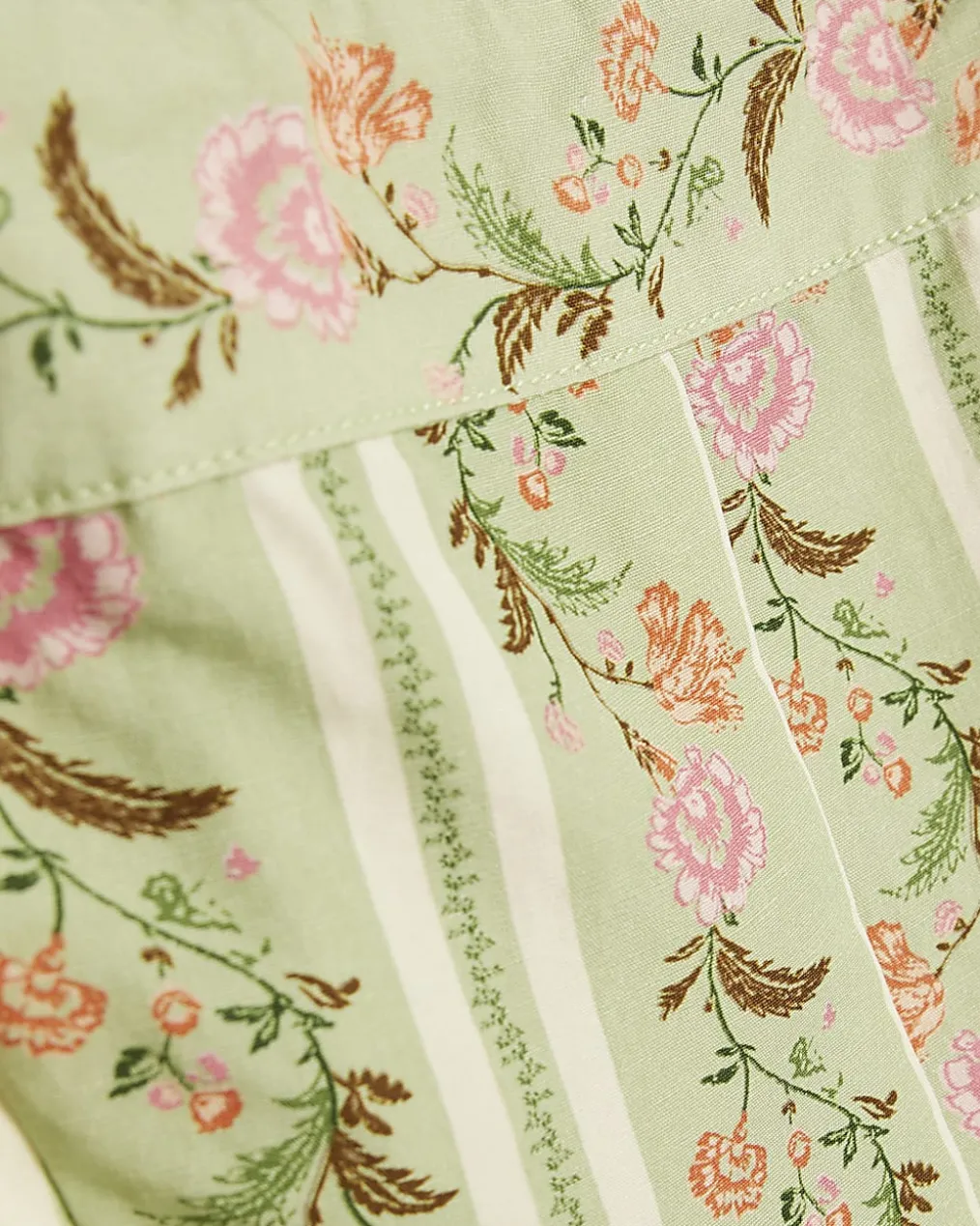 Green Floral Ruffle Trim Corset Top