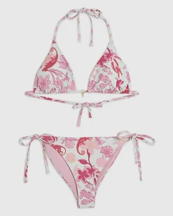 Green Floral Triangle Bikini Set