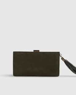 Green Front Lock Tassel Purse