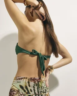Green Gold Hardware Bandeau Bikini Top