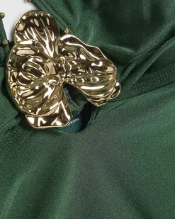 Green Hardware Plunge Swimsuit