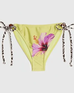 Green Hibiscus Floral Print Bikini Bottoms