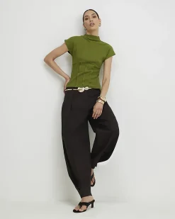 Green High Neck Corset Top