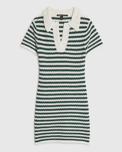 Green Knitted Polo Mini Dress