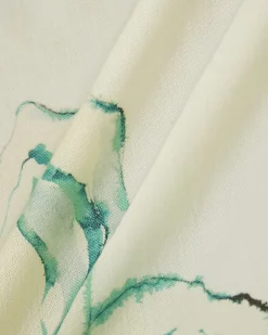 Green Linen Blend Asymmetric One Shoulder Top