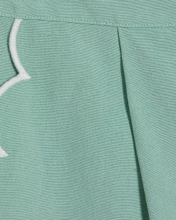 Green Linen Blend Scallop Trim Shorts
