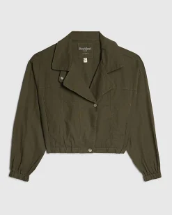 Green Linen Blend Swing Jacket