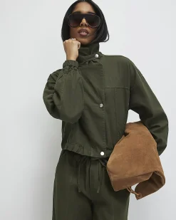 Green Linen Blend Swing Jacket