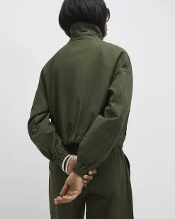 Green Linen Blend Swing Jacket