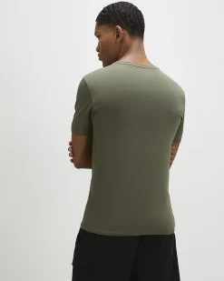 Green Muscle Fit Cotton V Neck T-Shirt