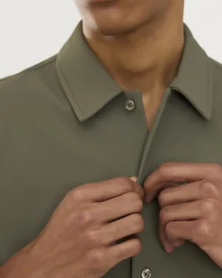 Green Muscle Fit Stretch Ribbed Shirt