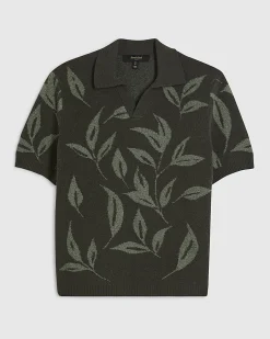 Green Open Collar Botanic Knit Jumper
