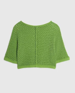 Green Open Stitch Knit T-Shirt