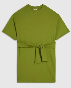 Green Premium Tie Front Mini Dress