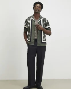 Green Regular Fit Geometric Border Shirt