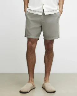 Green Regular Fit Linen Blend Shorts