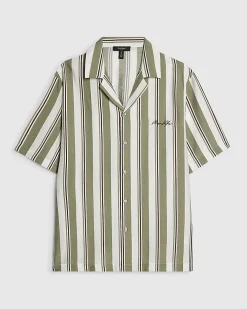 Green Regular Fit Striped Shirt