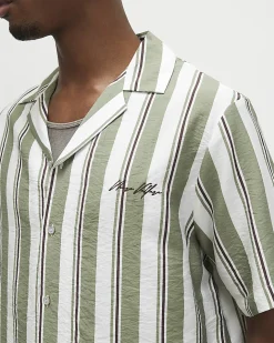 Green Regular Fit Striped Shirt