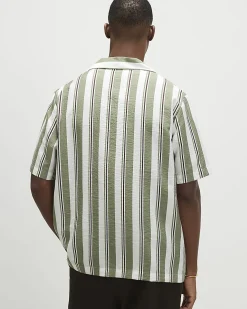 Green Regular Fit Striped Shirt