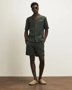 Green Regular Fit Textured Stripe Shirt
