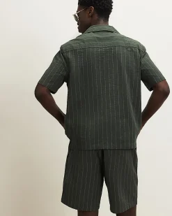 Green Regular Fit Textured Stripe Shirt