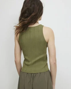 Green Ribbed Knitted Vest