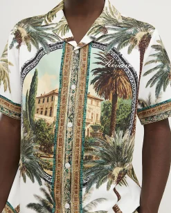 Green Riviera Palm Tree Print Shirt