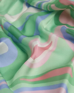 Green Satin Print Scarf