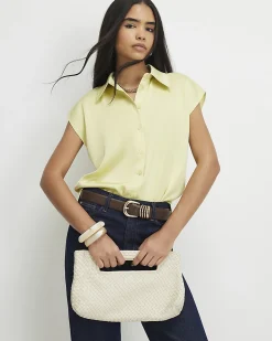Green Satin Short Sleeve Shirt