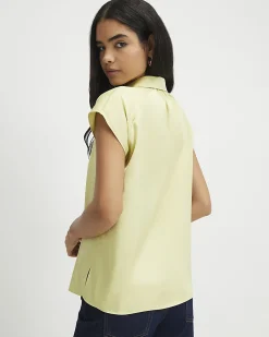 Green Satin Short Sleeve Shirt