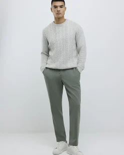 Green Slim Elasticated Smart Joggers