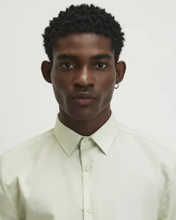 Green Slim Fit Cotton Blend Shirt