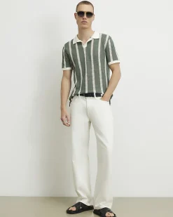 Green Slim Fit Crochet Open Neck Shirt
