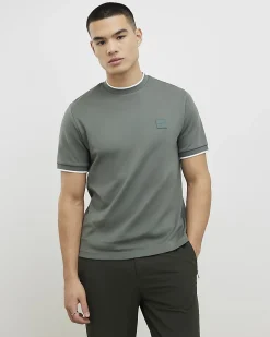 Green Slim Fit Interlock Crew Neck T-Shirt