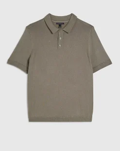 Green Slim Fit Knitted Polo Shirt