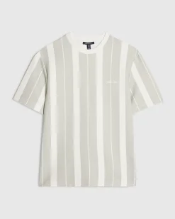 Green Slim Fit Textured Stripe T-Shirt
