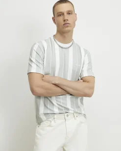 Green Slim Fit Textured Stripe T-Shirt