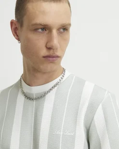 Green Slim Fit Textured Stripe T-Shirt