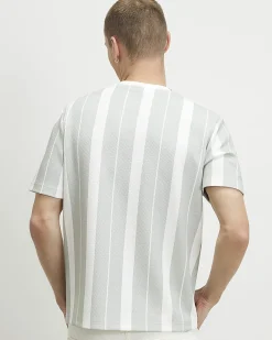 Green Slim Fit Textured Stripe T-Shirt