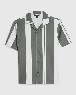 Green Stripe Revere Short Sleeve Shirt