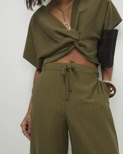 Green Stripe Soft Tailored Trousers