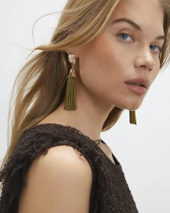 Green Tassel Earrings