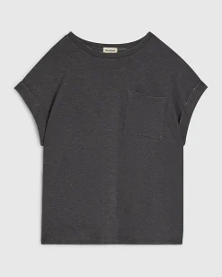 Grey Cotton Blend Burnout Effect T-Shirt