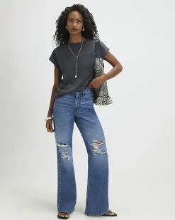 Grey Cotton Blend Burnout Effect T-Shirt