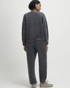Grey Cotton Blend Burnout Cuffed Joggers